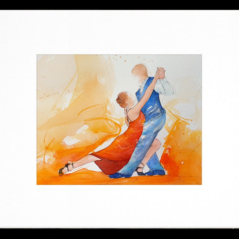 Tableau de danse latine | Tango | Peinture à l'aquarelle