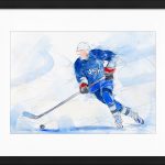 Peinture à l'aquarelle | team USA de Hockey sur glace | Tableau de sport par Lucie LLONG, artiste peintre du mouvement