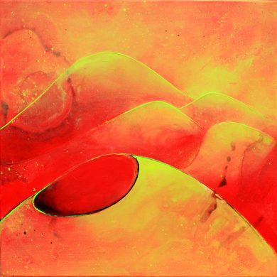 Tableau de paysage | peinture de la chaîne des Puys | Du Puy de Dôme par Lucie LLONG