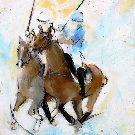 Tableau-peinture-sport-polo-cheval-lucie-llong