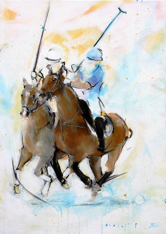 Tableau-peinture-sport-polo-cheval-lucie-llong