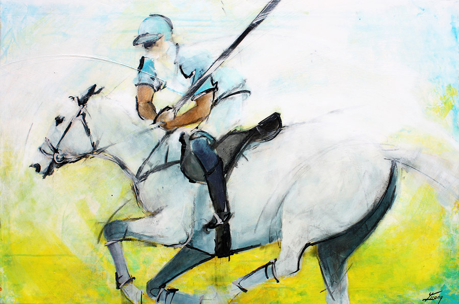 Painting-sport-polo-horse-lucie-llong-riding-for-the-ball