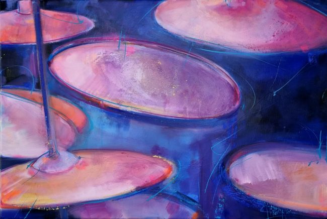 Tableau musique - Instrument de musique - Batterie - Peinture par Lucie LLONG, artiste peintre du mouvement