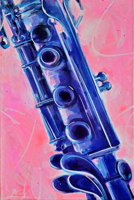 Tableau musique - Insturment de musique - Clarinette -Peinture par Lucie LLONG, artiste peintre du mouvement