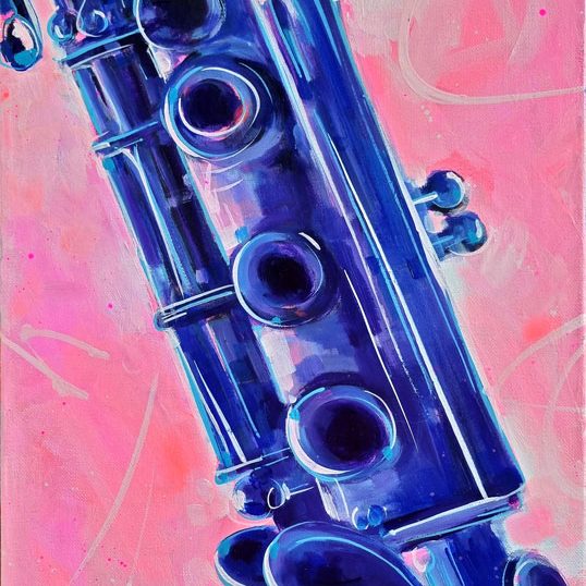 Tableau musique - Insturment de musique - Clarinette -Peinture par Lucie LLONG, artiste peintre du mouvement