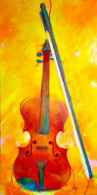 Tableau musique - Insturment de musique - Violon -Peinture par Lucie LLONG, artiste peintre du mouvement
