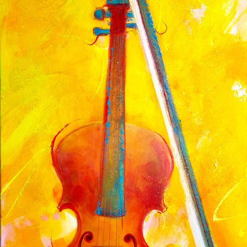 Tableau musique - Insturment de musique - Violon -Peinture par Lucie LLONG, artiste peintre du mouvement
