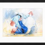 peinture aquarelle de judo - Sandrine Martinet, triple médaillée paralympique - Tableau de sport