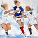 Sport painting - Women's rugby - Painting of the xv de France facing England during the 6 nations rugby tournament