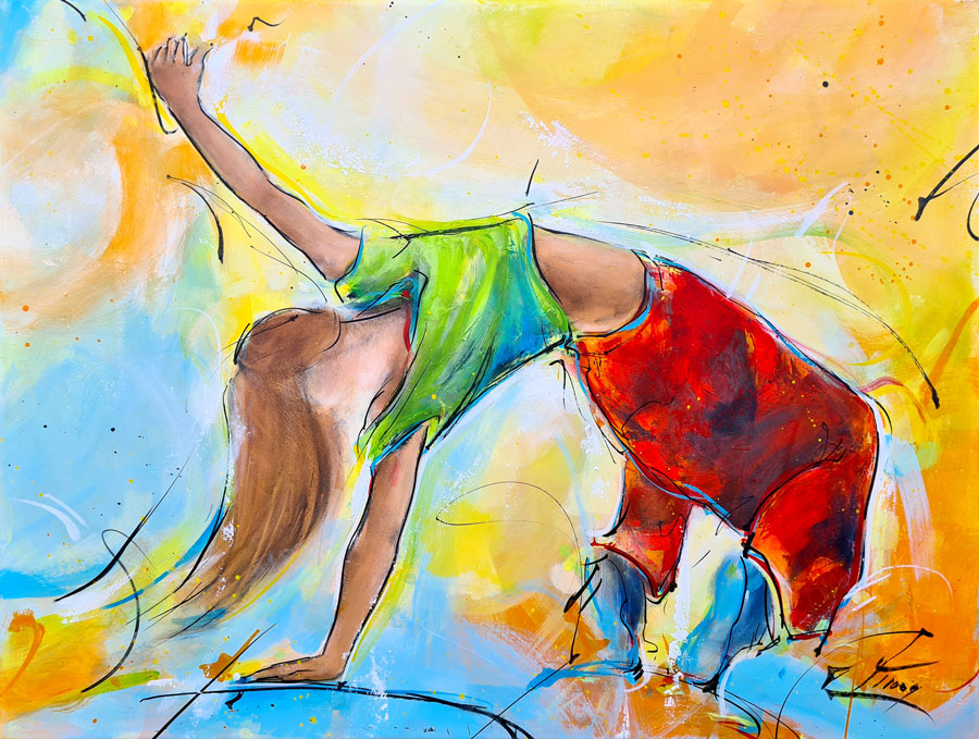 dance painting - Break dance - sports painting - Olympic Games Paris 2024 - Sports painting by Lucie LLONG, artist of movement