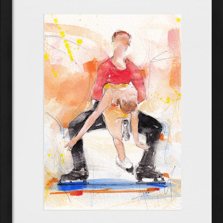 art peinture aquarelle danse sur glace: Cabriella Papadakis et Guillaume Cizeron
