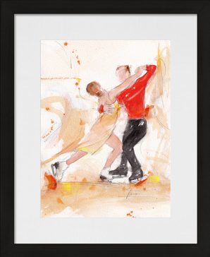 art peinture aquarelle danse sur glace: Cabriella Papadakis et Guillaume Cizeron