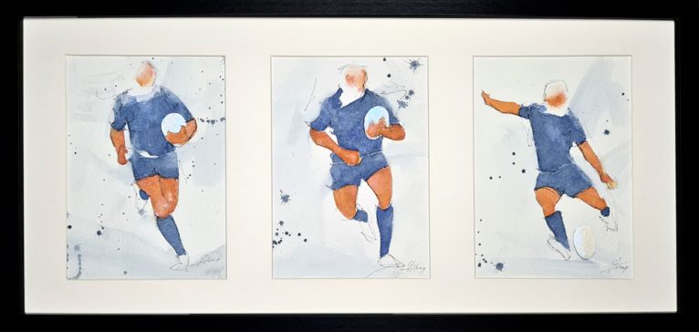 Aquarelle de rugby - Peinture par Lucie LLONG, artiste peintre du mouvement et du sport