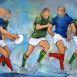 Rugby Painting | The XV de France vs the South African Springboks, Three-Time World Champions in a Rugby Match | Sports Artwork by Lucie LLONG, Painter of Movement and Sport