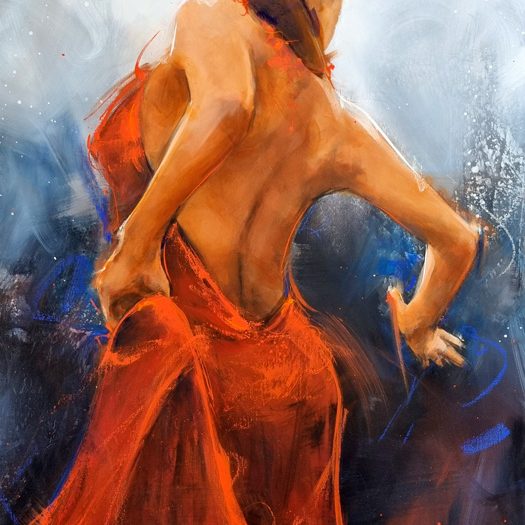 Tableau de danse - une élégante danseuse de flamenco - Peinture de sport par Lucie LLONGdanseuse