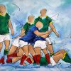 Sports painting | Rugby painting | FRANCE 2023 | The French XV facing the South African Springboks during the quarterfinals in Paris | Scrum exit | Sports painting by Lucie LLONG, artist of mouvement
