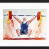 Peinture aquarelle de sport | Tableau d'haltérophilie | Jeux olympiques JO Paris 2024 | Œuvre d'art par Lucie LLONG, artiste peintre du sport