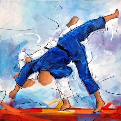 Tableau de sport | Œuvres d'art sur le judo | Peinture en mouvement par Lucie LLONG, artiste du sport