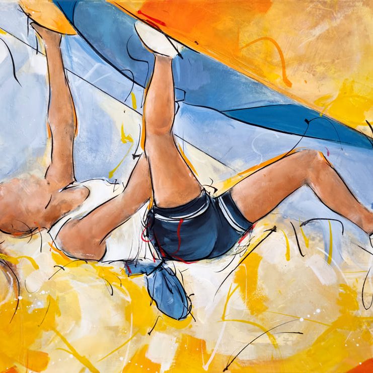 Climbing painting | Sports painting | Wall climbing competition at the Paris 2024 Olympics | Painting by Lucie LLONG, movement and sports artist