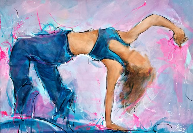 Peinture de Break Dance aux JO | Sport & danse | Jeux olympiques Paris 2024 | Tableau par Lucie LLONG, artiste peintre du sport et du mouvement