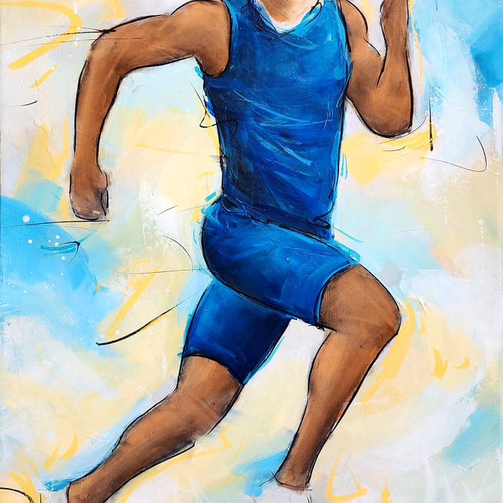 Tableau de sport | Athlétisme en peinture | l'épreuve reine du 100 métres