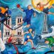 Paris 2024, sports in the streets of the French capital for the 33rd Olympiad | 100 years after the 1924 Olympics. | Skateboarding, handball, climbing, tennis, rowing, Paralympic sprinting, breakdancing in the streets of Paris to win the gold medal | Sports painting by Lucie LLONG, artist of movement 