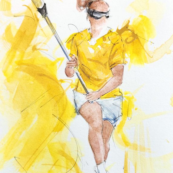 Aquarelle de lacrosse US féminin | Athletes unlimited | Peinture de sport par Lucie LLONG artiste peintre