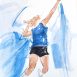 Watercolor of US women's volleyball | Athletes unlimited | Sport painting by Lucie LLONG painter
