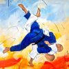Judo painting | Sports painting | Judo competition by Lucie LLONG, sports artist