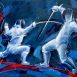 Epee combat | Fencing & sports painting by Lucie LLONG, sports artist | On the road to the Olympic Games | Sports artwork