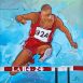 Athletics | Sports painting | Sprinter Edwin Moses at the 1984 Los Angeles Olympics | 400 m hurdles | Sports artwork by Lucie LLONG