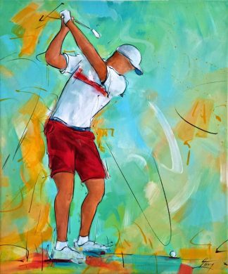 Tableau de sport | Golfeur en action par Lucie LLONG | Peinture de sport