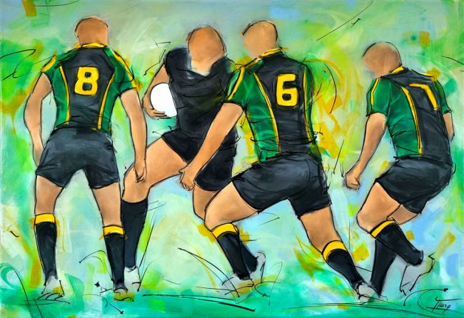 Tableau de sport | Rugby | Peinture par Lucie LLONG, artiste peintre