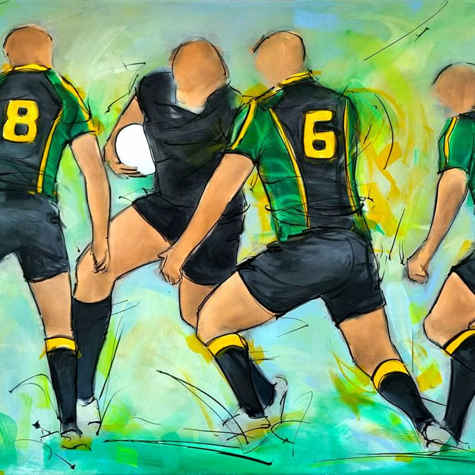 Tableau de sport | Rugby | Peinture par Lucie LLONG, artiste peintre