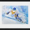 Sports watercolor | skier on the slopes at the Milan Cortina Olympic Games | painting by Lucie LLONG, sports painter
