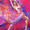 Tableau au pastel d'une danseuse classique en plein mouvement, œuvre réalisée par l'artiste peintre Lucie Llong.