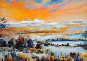 Peinture de paysage d'Auvergne | Chaîne des puys | Tableau par Lucie LLONG.