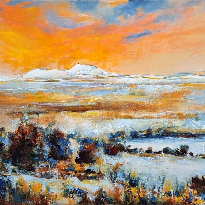 Peinture de paysage d'Auvergne | Chaîne des puys | Tableau par Lucie LLONG.