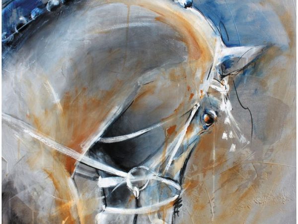 art peinture sur toile tableau sport équitation chevaux: la belle posture d'un cheval de dressage